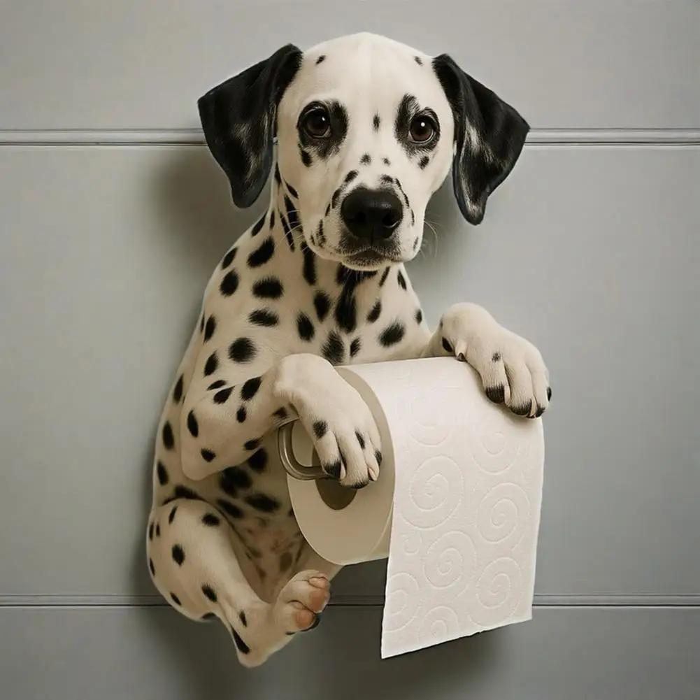 Uchwyt na papier toaletowy dla psa, Dozownik na rolki papieru toaletowego, Zabawny uchwyt na rolki papieru toaletowego, Stojak do przechowywania rolek w kształcie zwierzęcia drukowany 3D, Ścienny uchwyt na papier toaletowy