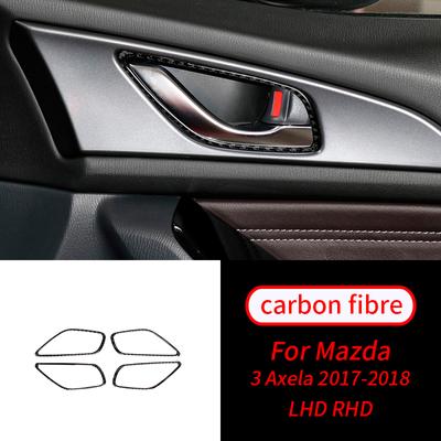 For Mazda 3 Axela 2017-2018 4PCS Real Carbon Fiber Door Handle Frame Sticker Trim Car Interior Accessories Car Interior
