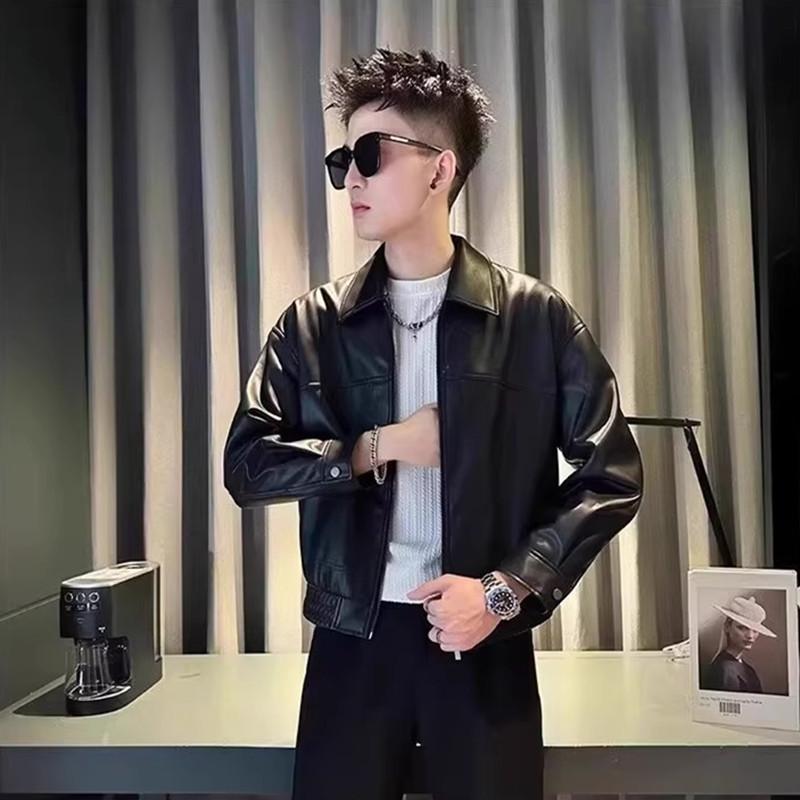 Men's Trendy Short Leather Jacket - Cool Street Style Fashion for Spring & Autumn 2025