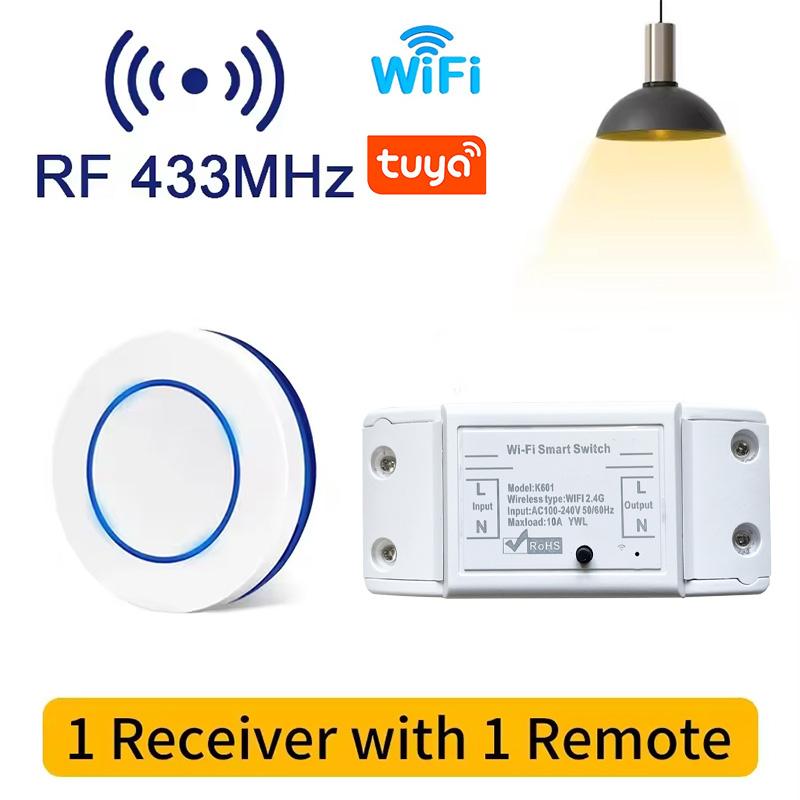 Tuya WiFi Smart Switch 433MHz Universal Breaker Timer Voice Control Smart Life APP Wireless Remote Control Support Alexa Google
