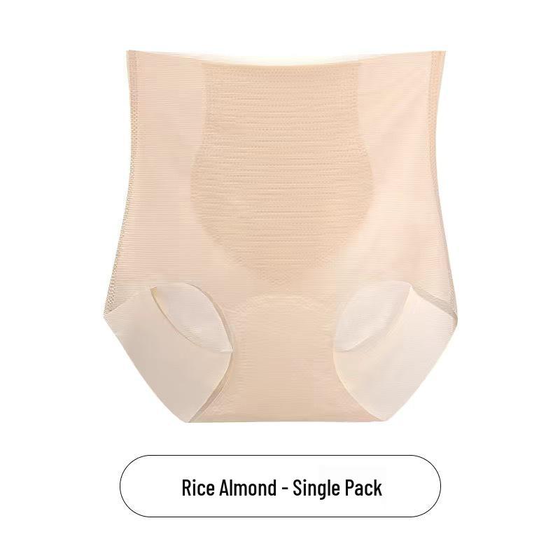 Women's High Waist Seamless Ice Silk Briefs - Ultra-Thin, Breathable, Tummy Control, Hip-Lifting