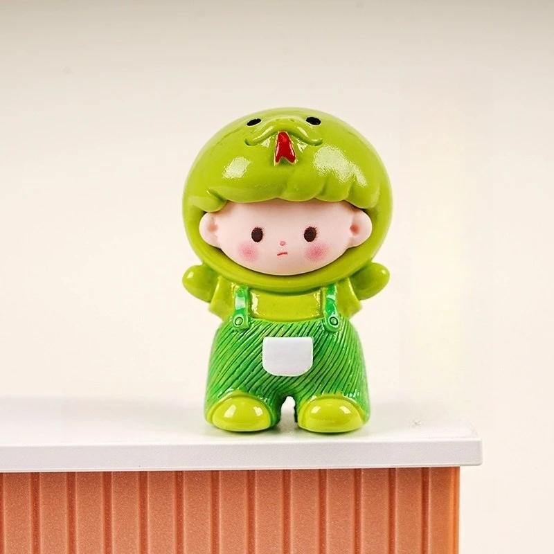 Chinese Zodiac Cartoon Figurines Resin Cute Doll House Miniatures Office Desktop Car Decorations Cute Handmade Mini Ornaments