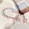 Cute Pink Love Heart Bowkont Beads Phone Chain Sweet Bear Hanging Rope Camera Lanyard Anti-lost Wrist Straps Bag Accessories