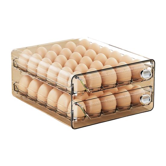 Egg Storage Box Transparent Space Saving Egg Container with Individual Slots Smooth Sliding Drawer Egg Holder for Kitchen Refrigerator