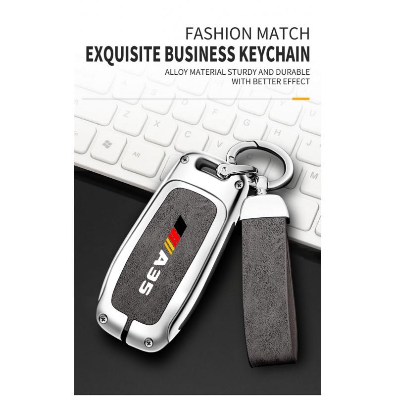 BYRJ7 Car TPU Zinc Alloy Key Case Bag For Mercedes Benz AMG A35 Logo Car Key Chain Car Metal Key Shell Interior Decoration Accessories