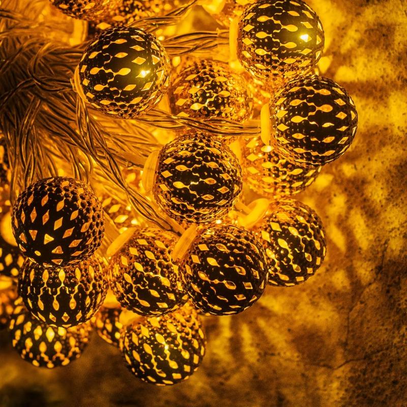 Blendende lyslenker, 20 LED 16-fots solcellelys, med 8 moduser, vanntett for innendørs og utendørs juletrær hjemme