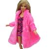 Manteau d'hiver en fourrure longue rose pour poupée Barbie, tenues, vêtements pour poupées 1/6, accessoires de maison de poupée, vêtements de poupée tendance pour poupées 1:6