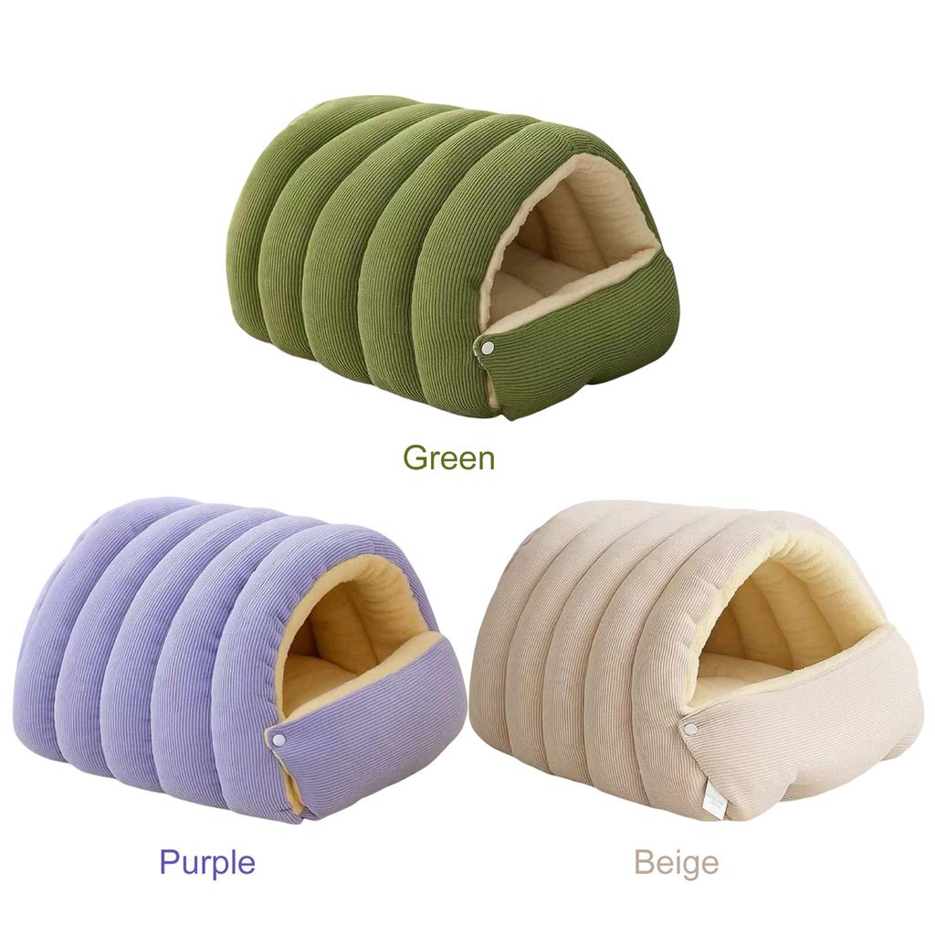 XL Warm Enclosed Cat Bed Washable Calming Pet Nest Cave Foldable Corduroy Fluffy Sleeping Bed for Winter Autumn Pet Accessories