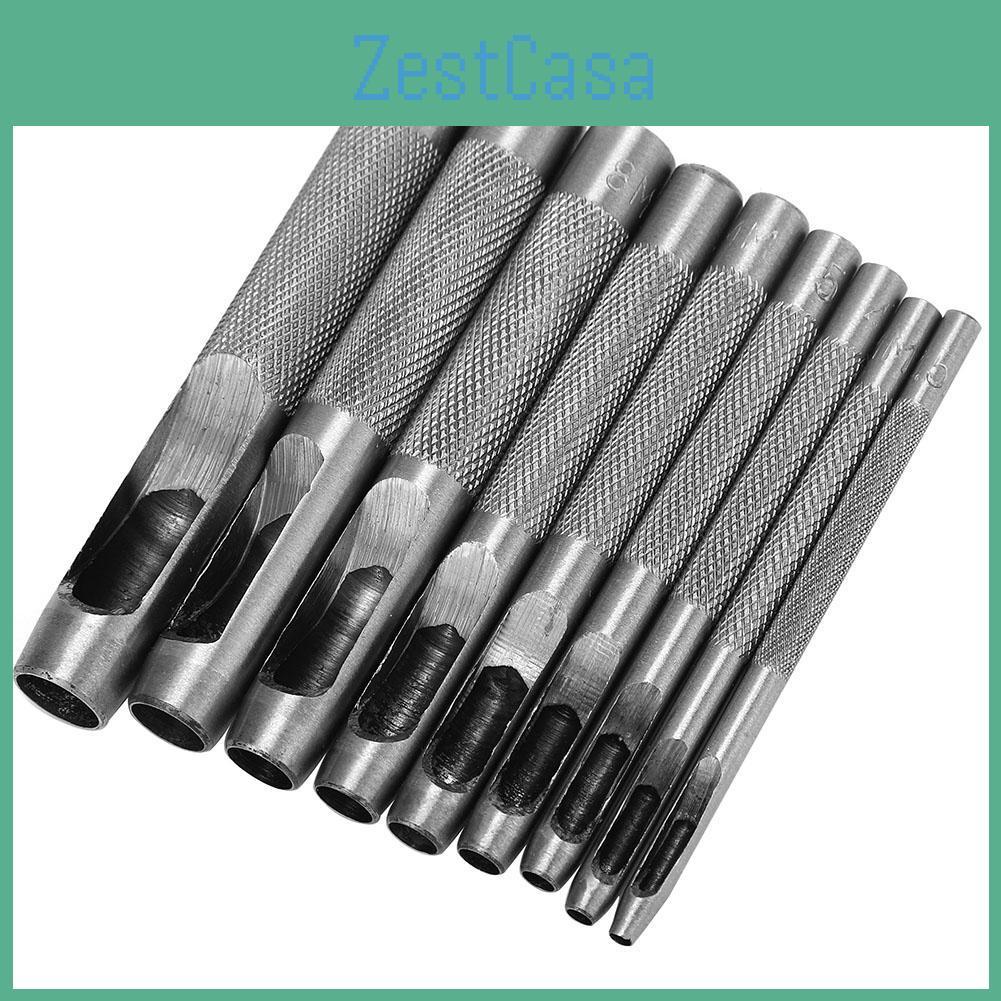 9pcs Leather Punch Set Hollow Belt Hole Puncher Leather Craft Tool 2510mm