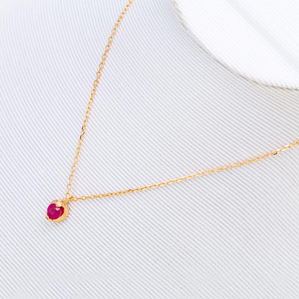 Estelle July Birthstone Ruby Necklace In 10K Pink Gold (0452-1979-0014-0000)