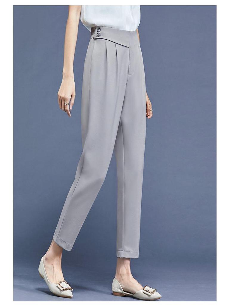 2026 Spring/Summer Women's High-Quality Cropped Trousers: Fashionable Drape Suit, Thin & Casual