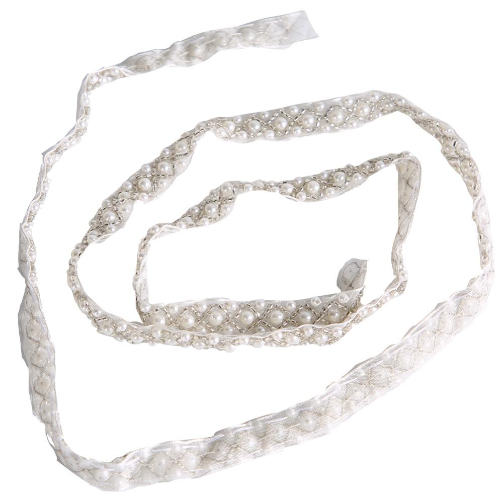1pcs Ribbon Tape Pearl Beaded Trim Handmade Lace Beaded Fringe Trim DIY Craft Project