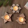 Christmas Wooden Candle Holder Snowflake Xmas Tree Candlestick 2025 Christmas Home Table Decorations Ornament New Year Gift