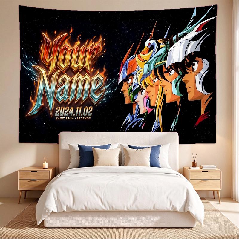 Saint Seiya (1) Custom Name Tapestry Wall Hanging Tapestry Wall Art Decor for Bedroom Living Room