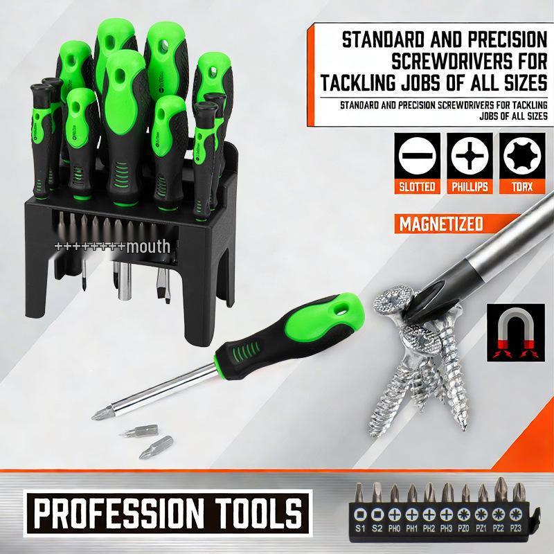 21-Piece Magnetic Anti-Slip Screwdriver Set with Replaceable Bits for Home Electronics Repair