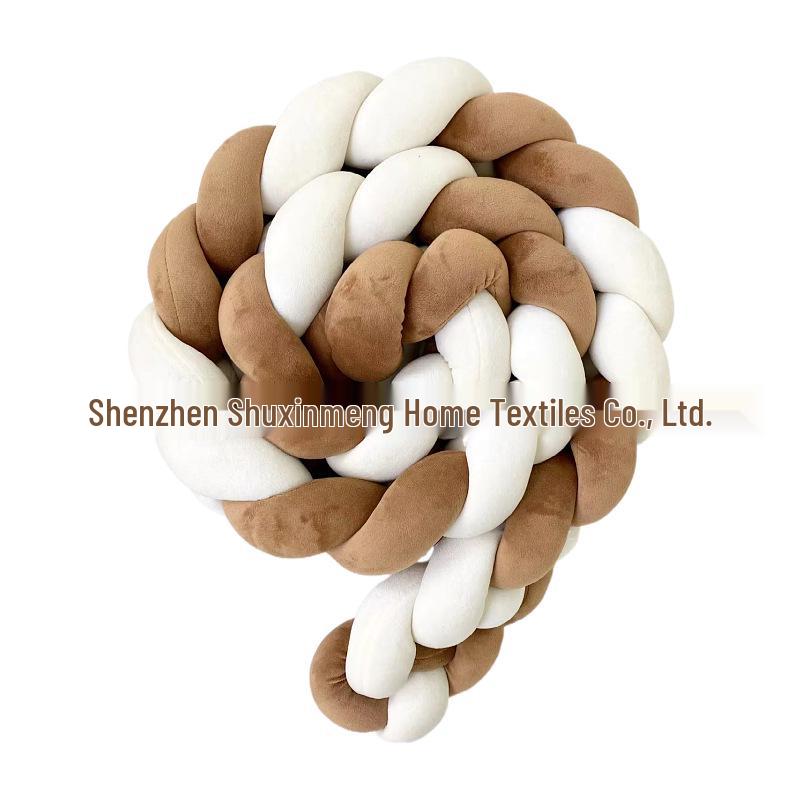 Four-Strand Braided Baby Crib Bumper Pillow – Knotted Ball Anti-Collision Cushion.