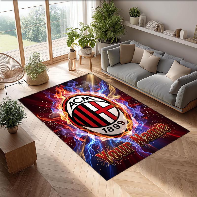 AC Milan Printed Crystal Velvet Rug Non‑Slip Crystal Velvet Carpet For Sofa Bedroom Indoor Home Decoration