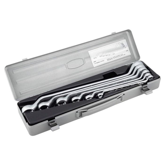[Tone] Long Eye Wrench Set (45°) 2600 Silver 6-Piece Inch