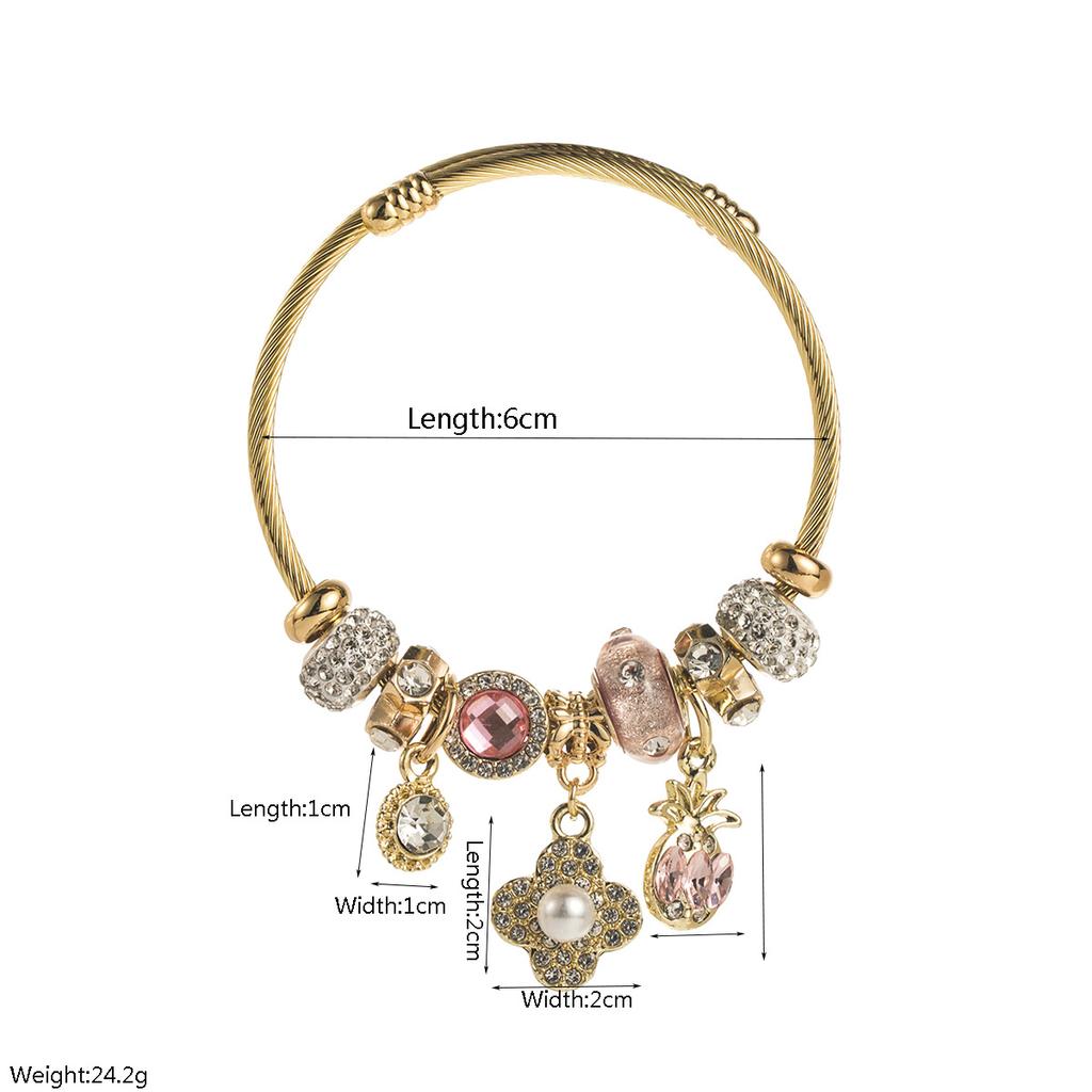 Mode Polyvalent Nacre Incrustée Fleur Ananas Accessoires Pendentif Bracelet Ne Se Décolore Pas Bracelet Couple