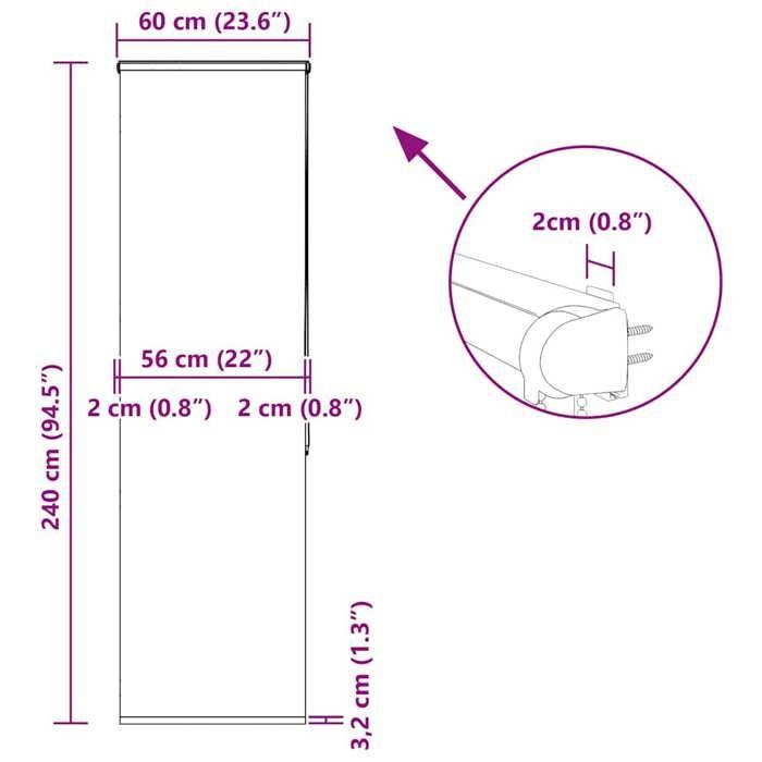 VidaXL Store enrouleur de douche avec cassette largeur du tissu 56 cm, store de douche, store enrouleur de rideau de douche, 4015052