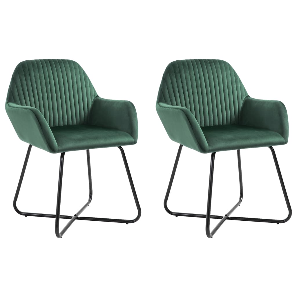 Dining Chairs 2 Pcs Green Velvet