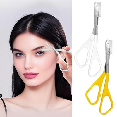 Eyebrow Trimming Scissors with Comb Stainless Steel Professional Non-Slip Precision Eyebrow Trimmer