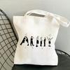 Kpop Army Canvas Tote Bag, BTS Groep Minimalistische Lijntekening Schoudertas, Esthetische Herbruikbare Boodschappentas voor Fans, Schoolboeken Tas Cadeau voor ARMY Fans