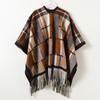 Retro Contrasting Color Plaid Autumn And Winter Men'S And Women'S Double-Sided Shawls With Imitation Cashmere High-End Warm Fringed Scarf Cape