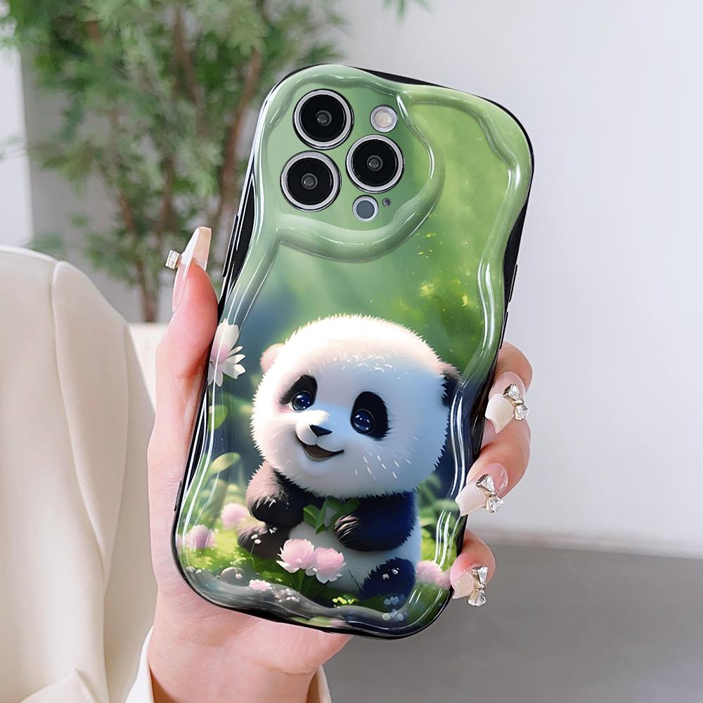 Cartoon Pattern Cream Texture Casing Wavy Edge Soft Silicone Cover Phone Case for OPPO Reno Realme OnePlus Vivo