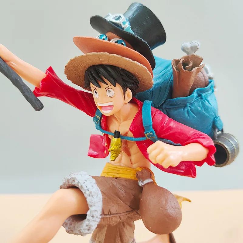 One Piece Character Luffy Three Brothers 3-piece Set/Luffy Saab. Ace Animation Model Office Decoration Children's Collection Gif