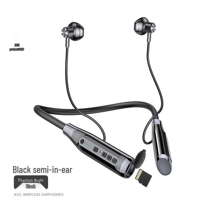 A12 Wireless Neckband Headphones: Half In-Ear, Long Standby, Card Slot, Sports Model