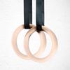 1 Pair Wooden Professional Gymnastic Rings Gym Fitness Strength Training with Polyester Straps