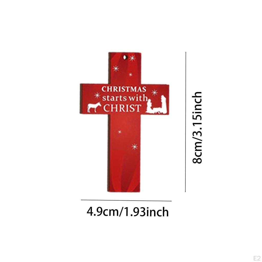 24 Pieces Wood Christmas Tree Cross Pendants Hanging Decoration Winter Theme Xmas