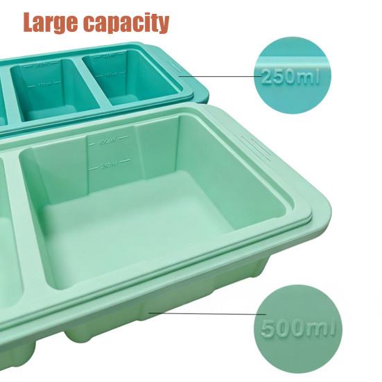 Silicone Freezer Tray with Lid Food-Grade Ice Cube Mold Easy-Release Leak-Proof Stackable