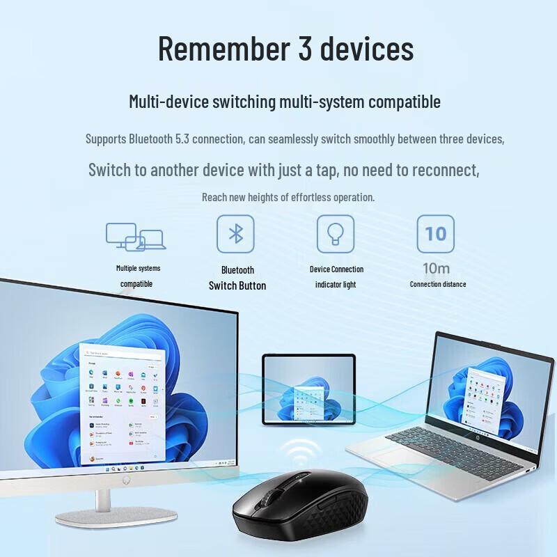 HP 425 Long-Lasting Bluetooth Dual-Mode Silent Ergonomic Office Mouse