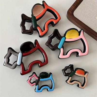 Y2K Cute Dog Hair Claw Clip Colorful Oil-drip Shark Clip Puppy Geometric Hair Clips Women Hair Accessories