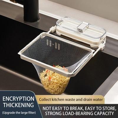 Kuchyňský dřez Odkládací stojan s 50 ks síťových filtračních sáčků Skládací Víceúčelový Odvodňovací koš Zbytky Polévka Jídlo Sítko Police