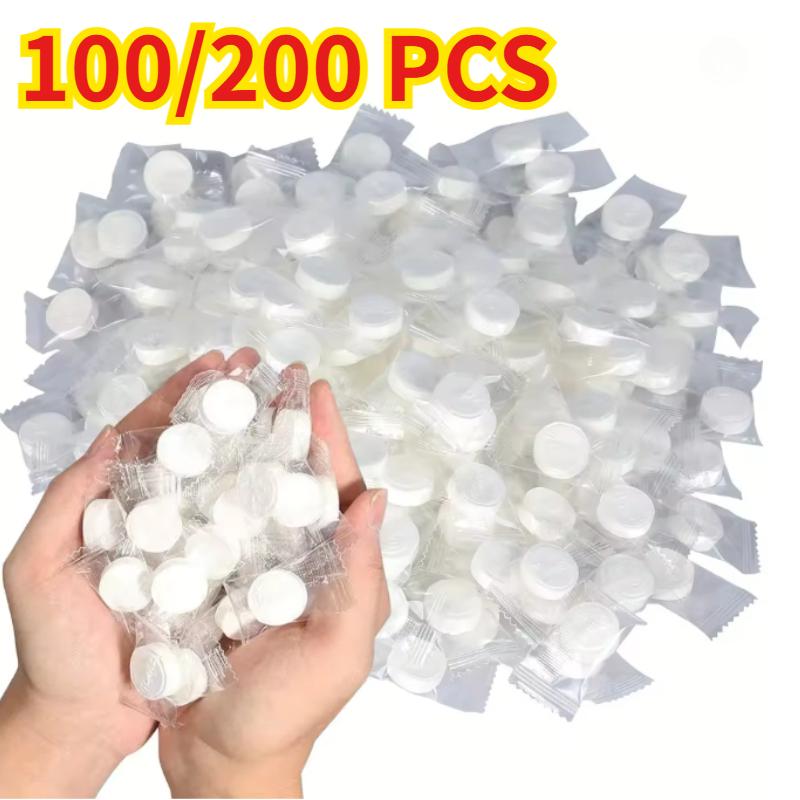 200/100PCS Portable Compressed Towel Disposable Face Cleaning Soft Compressed Hand Wipe Towel Non-Woven Makeup Wipes 100PCS белый