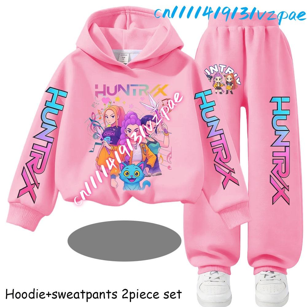 Kp-op Kids New Fashion Cartoon Print 2pcs Hoodie+Pants Sportsuits Casual Outfits Clothes for 2-13 Years Boys Girls