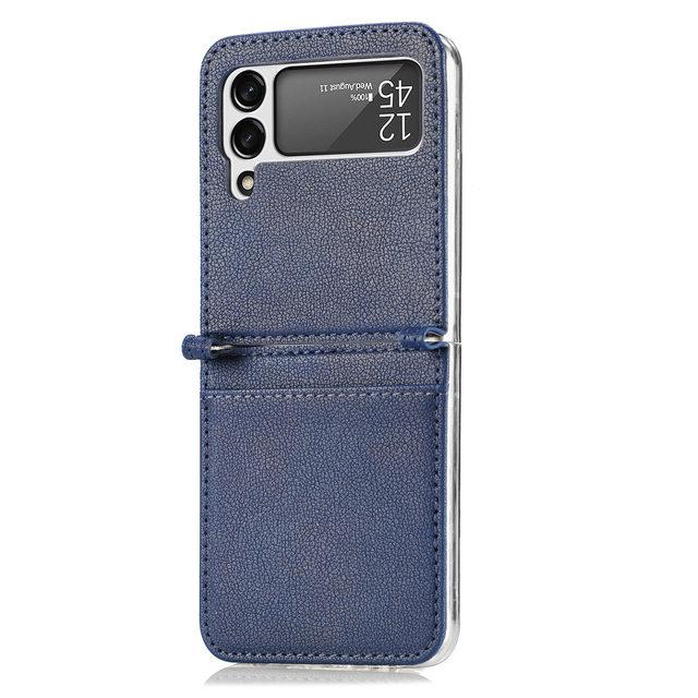 Shockproof Thin Card Slot Leather Case For Samsung Galaxy Z Flip 3 Flip4 Flip 4 Flip3 5g Anti -Scratch Protective Phone Cover