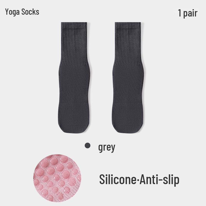 

Women s Non-Slip, Sweat-Absorbent Mid-Calf Yoga & Pilates Socks - All-in-One, Seamless, Universal Fitness Socks for All Seasons One Size темно-серого