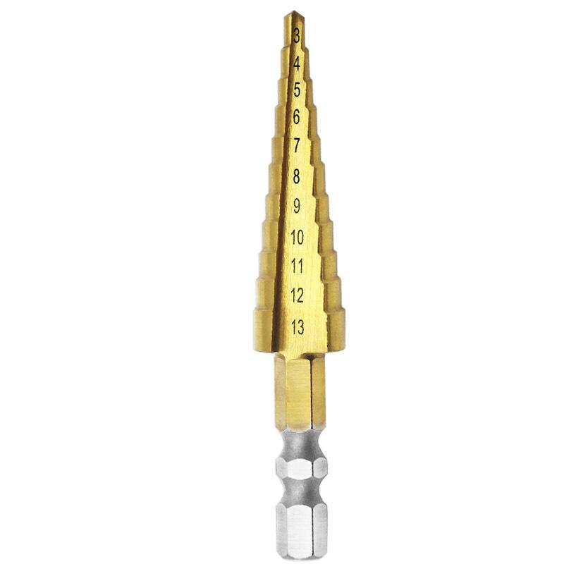 Hex Shank Step Drill Bit for Wood & Plastic, 3-13mm Hole Opener, Twist Drill Bit Reamer