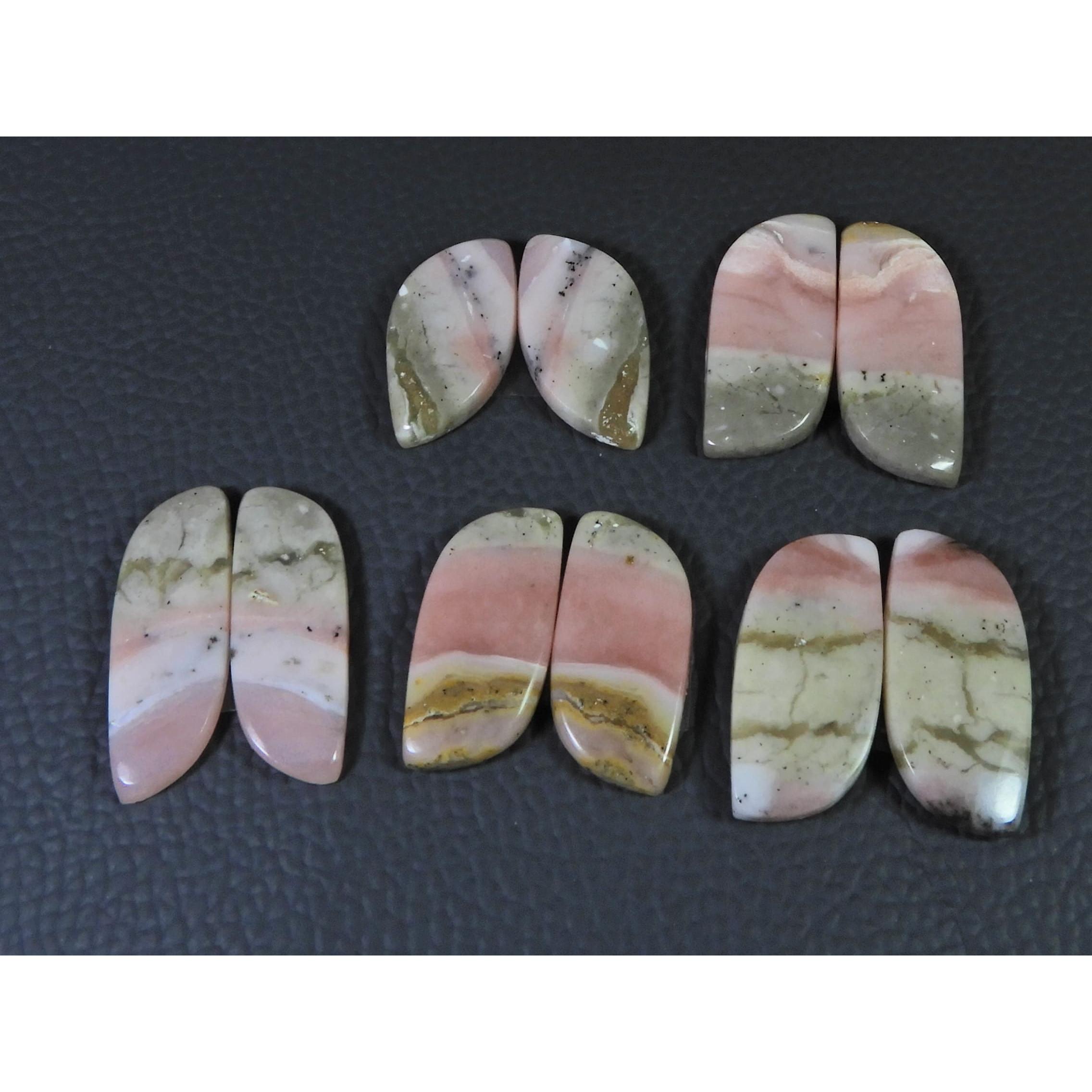 112Cts. Natural Pink Opal  Matched Pair Fancy Cabochon Gemstone 5Pair Lot C-1393