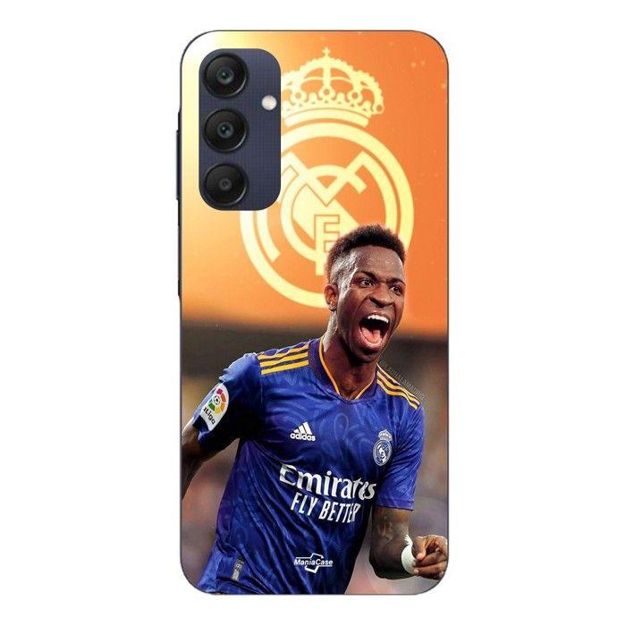 Coque Pour Samsung galaxy A25 Vini JR Wallpaper Real Madrid Bleu et jaune Maniacase