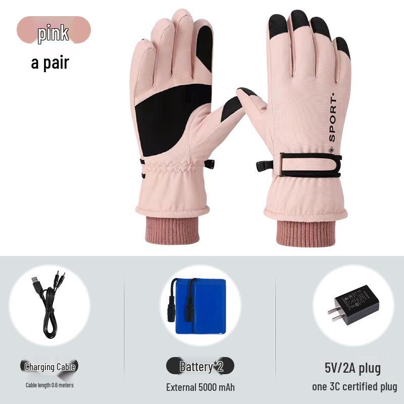 Rechargeable Heated Motorcycle & Cycling Winter Gloves - Thick, Windproof, Velvet-Lined. One Size