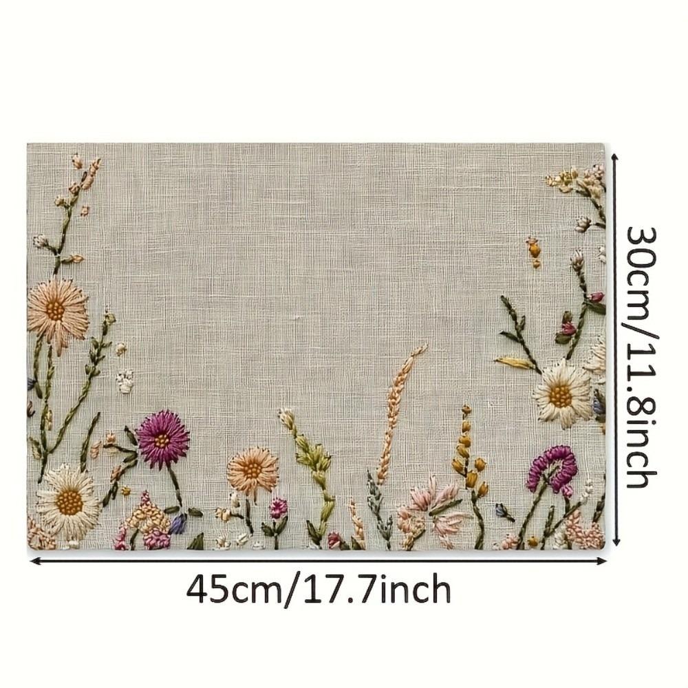 Tapis de Table Rectangulaire à Fleurs pour Salle à Manger Lavable Antidérapant Isolation Thermique Motif Floral Coloré Résistant à la Chaleur Nappe Table de Salle à Manger