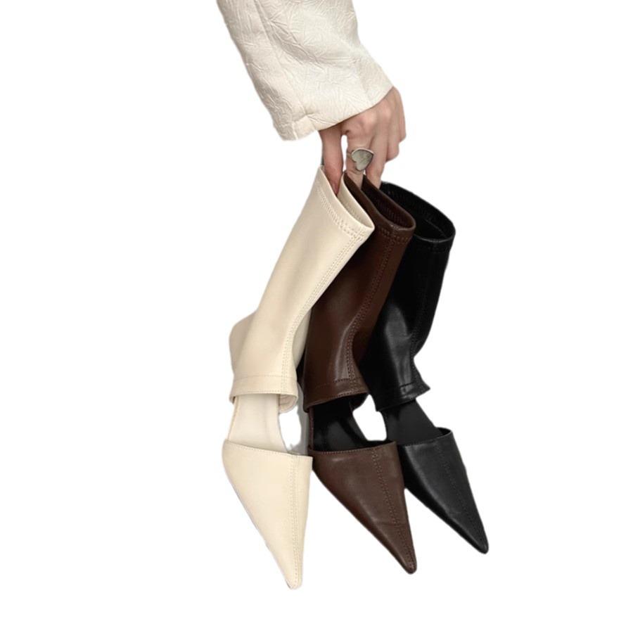 Foreign Trade 2024 Summer Hollow Bare Back Sandals Boots Fashion Curved Heel Pointed Women's Boots Hollow Hollow Hollow Short Boots