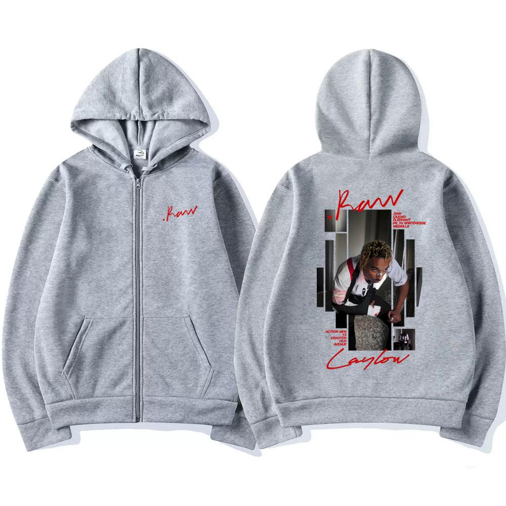 Rapper Laylow Raw Album Merch Zipper Hoodies Men Women Pop Music Zip Up Jacket Man Fleece Cotton Sweatshirt