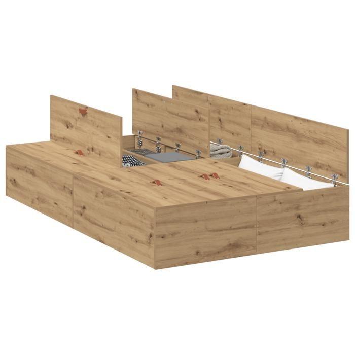 Cadre de lit de rangement vidaXL Artisan Chêne 120x200 cm 3335372