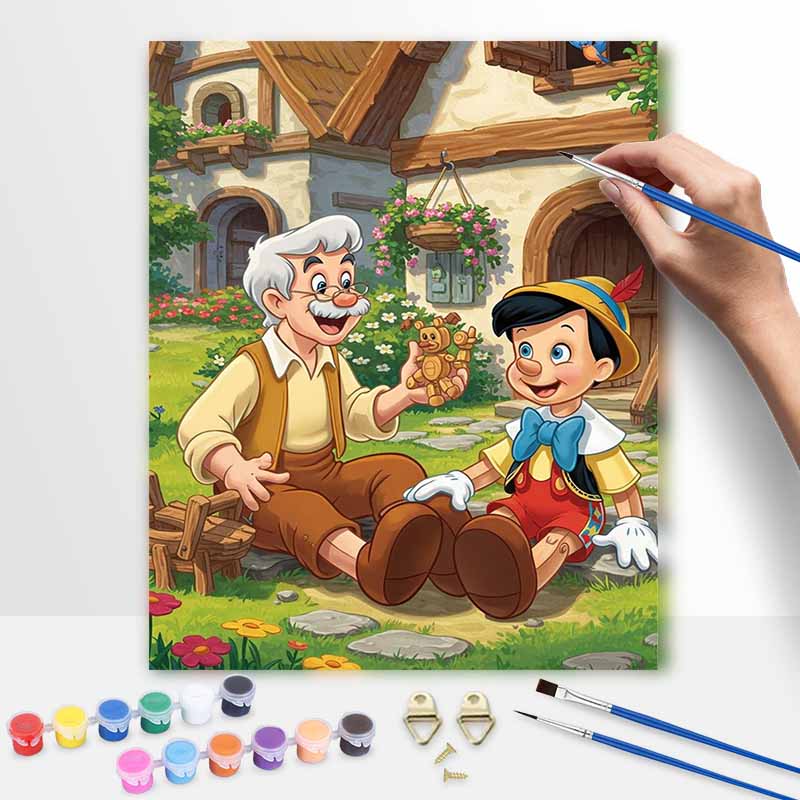 Disney Pinocchio and Geppetto digital oil painting art kit DIY handmade home decoration gift 20x30cm